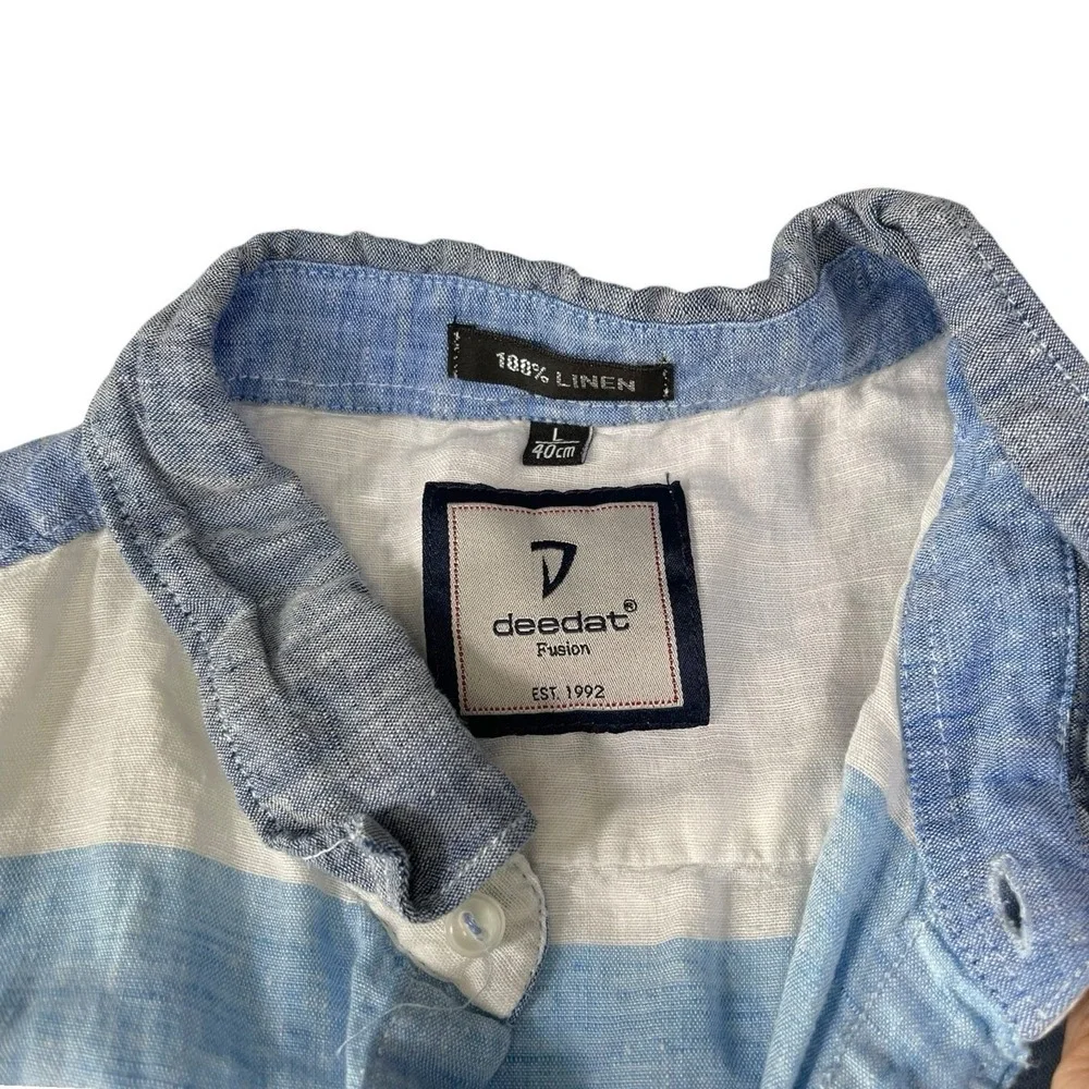 7 Diamonds Men's Blue Stripe Casual Button-Down Shirt 👕 - Picture 6 of 7
